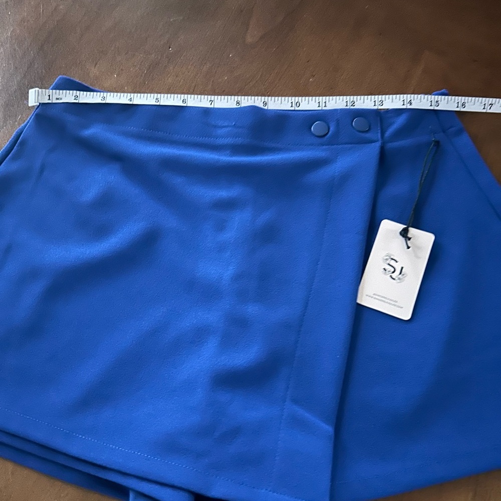 Sincerely Jules Blue Skort-Style Shorts with Wrap Front - Picture 5 of 7